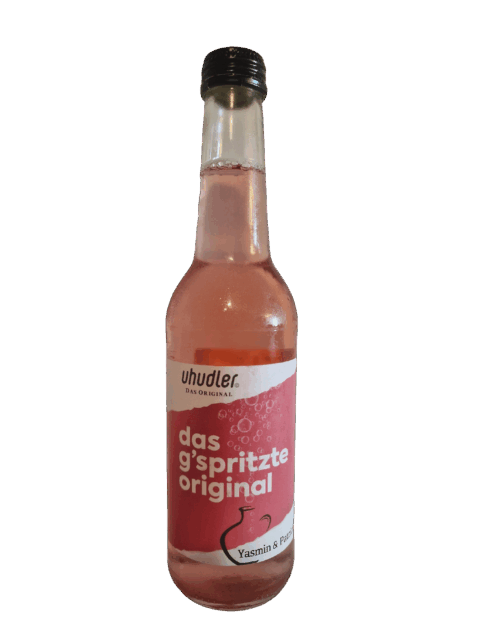 Uhudler Spritzer aus dem Südburgenland – das Original in der 0,33 l-Flasche